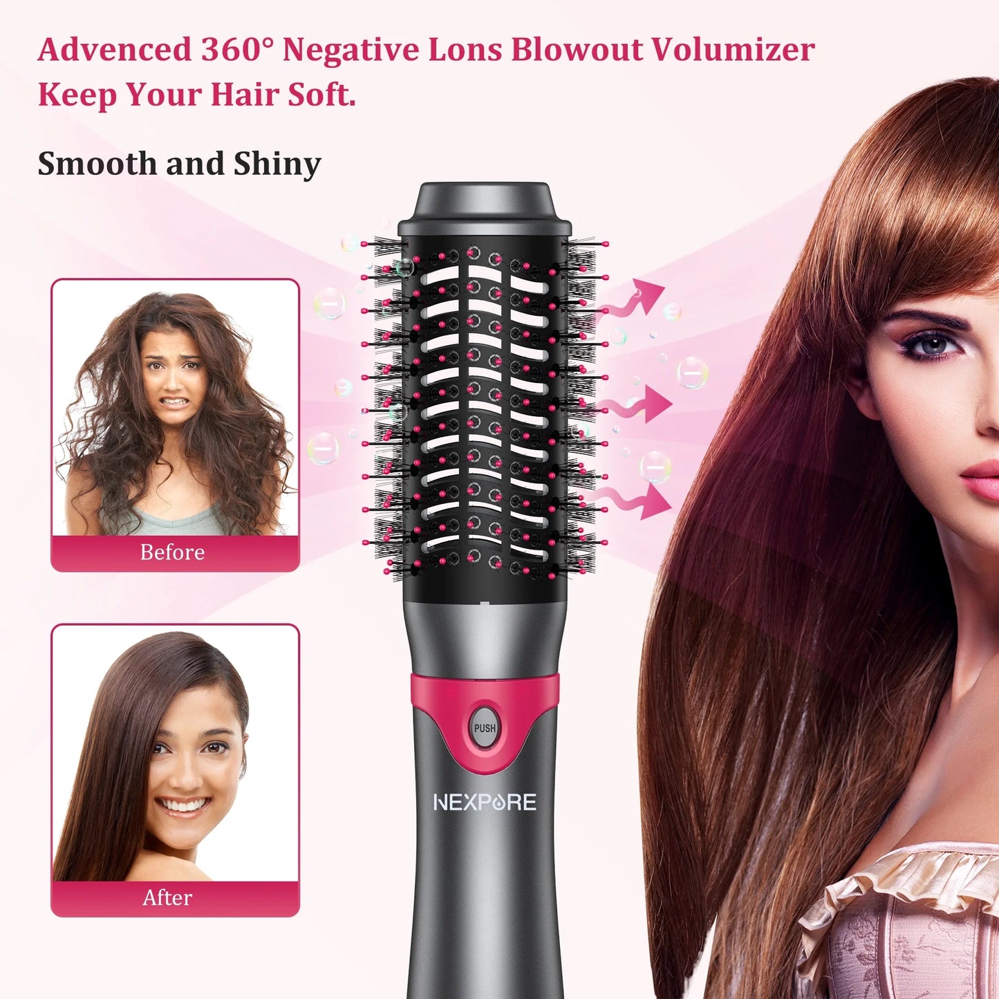 5-in-1 Hot Air Hair Dryer Brush Set, 1" Volumizer & Styler – Gray
