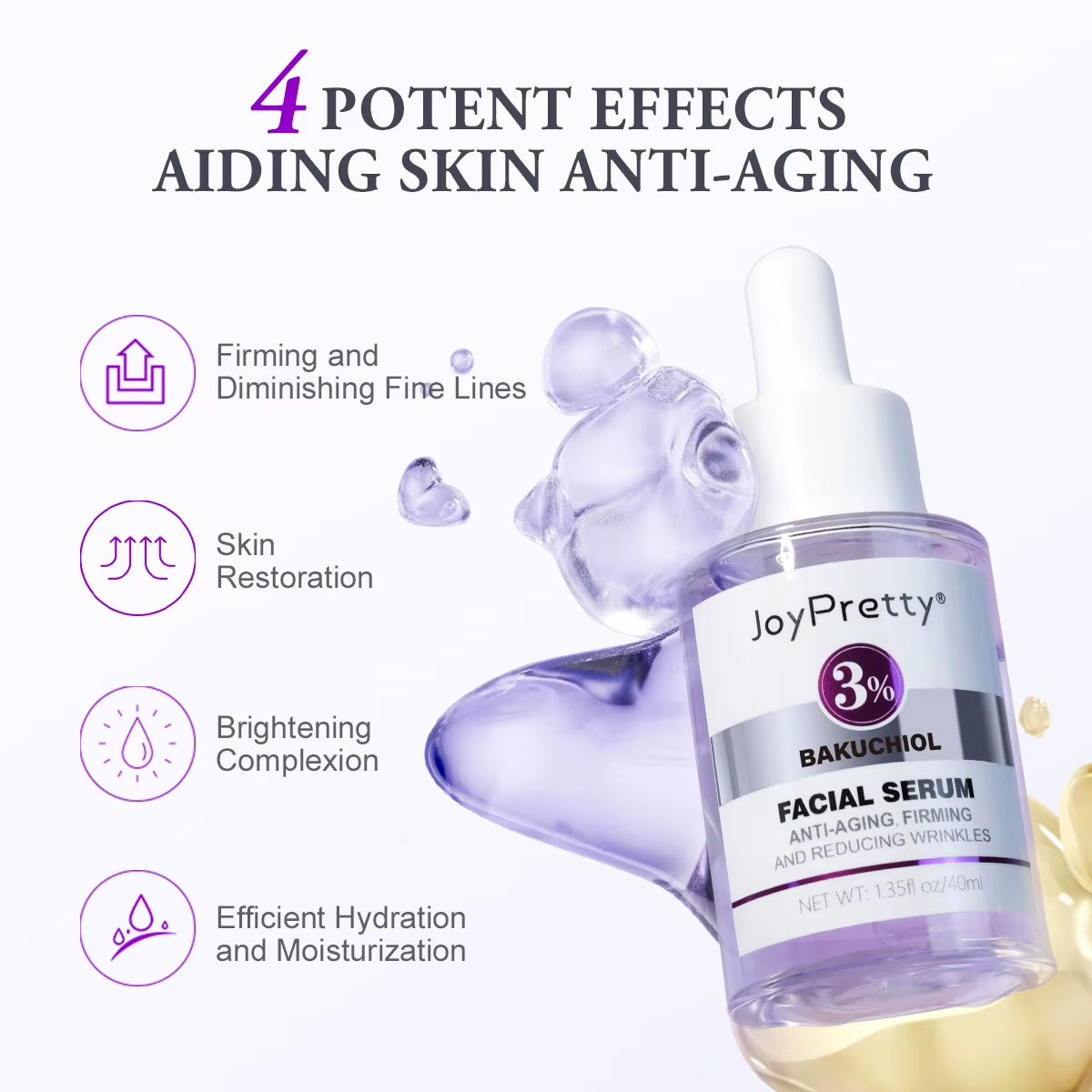 Retinol Anti-Wrinkle Face Serum Collagen Anti-Aging Hyaluronic Acid Whitening Bakuchiol Serum Facial Skin Care 40Ml